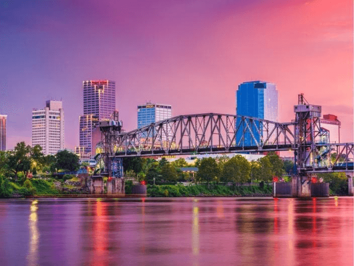 Little Rock, Arkansas skyline at sunset - proudly serving Central Arkansas
